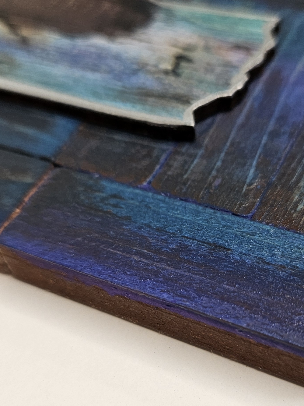 Handcrafted Blue & Brown Wooden Cross Wall Decor - Picture 6 of 10